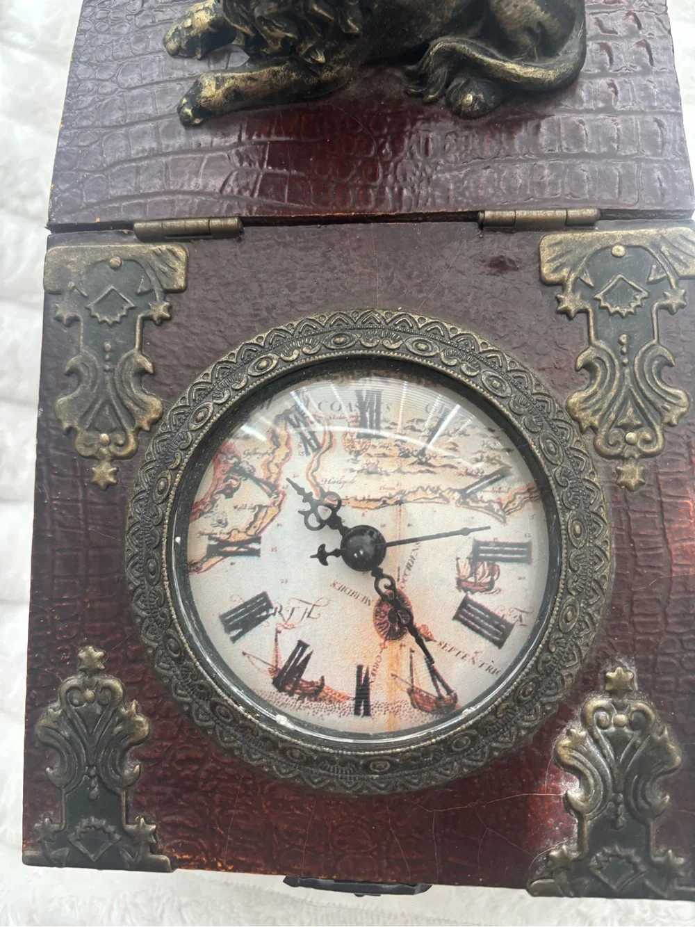 Vintage-Style Brown Decorative Box w/Antique Brass Accents Final Sale